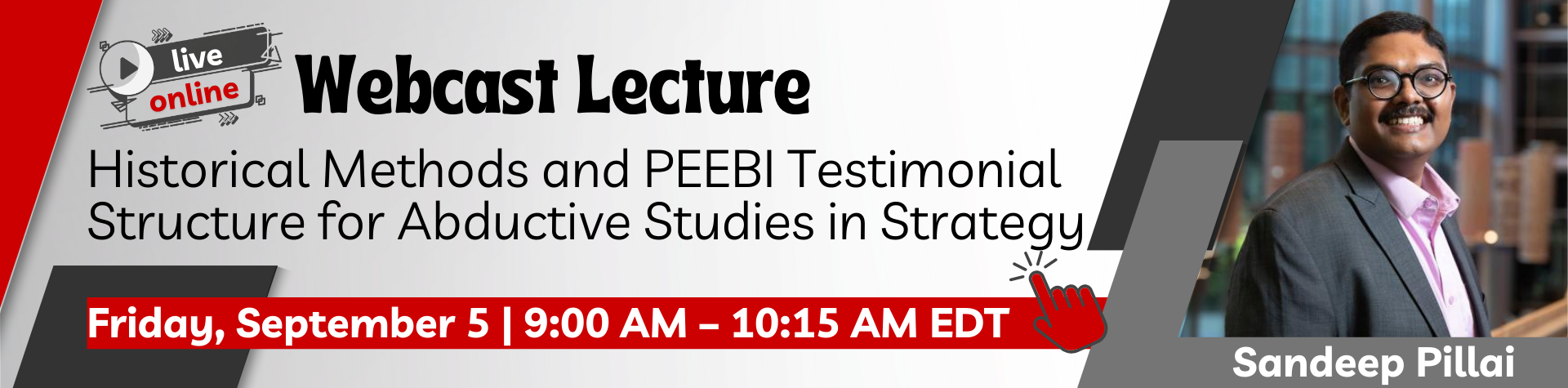 CARMA Webcast Lecture with Sandeep Pillai on September 5